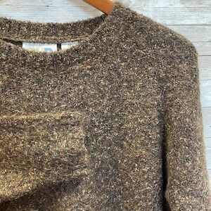 Vintag Paul Harris Womens S Sweater Mohair Blend Brown Pullover Crew Long Sleeve